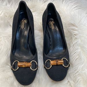 Gucci GG Black Bamboo Kitten Heels